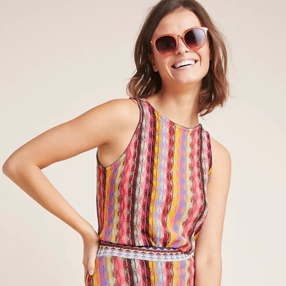 Aldomartins Anthropologie Marabella Knit Tank Top Geometric Sleeveless SzSmall - Picture 2 of 9